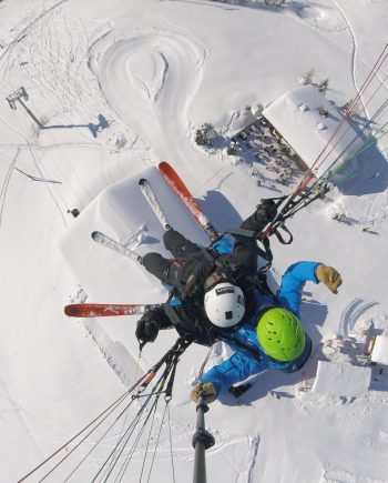 Paragliding in ski resort